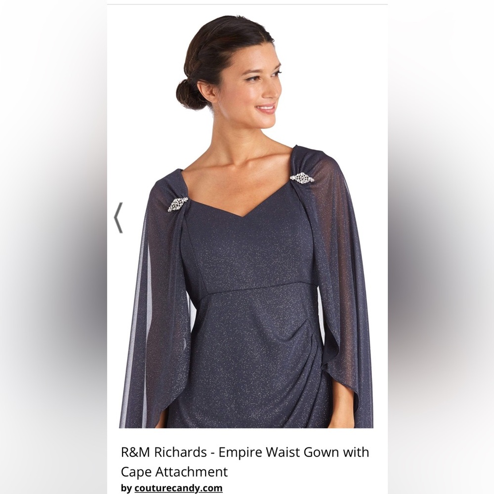 Selling a gray dress with a cape attached on back fits 5’1